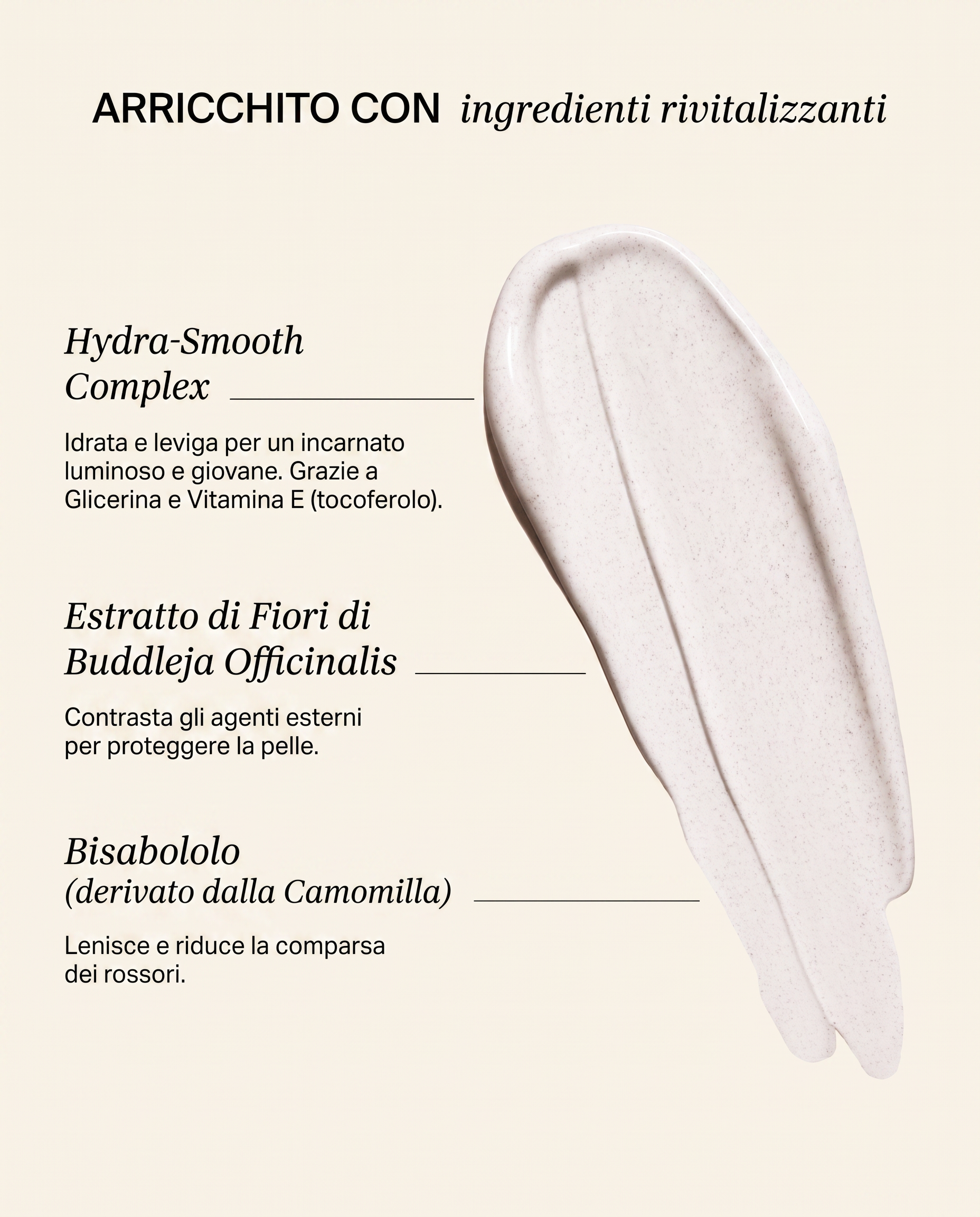 Arricchito con ingredienti rivitalizzanti